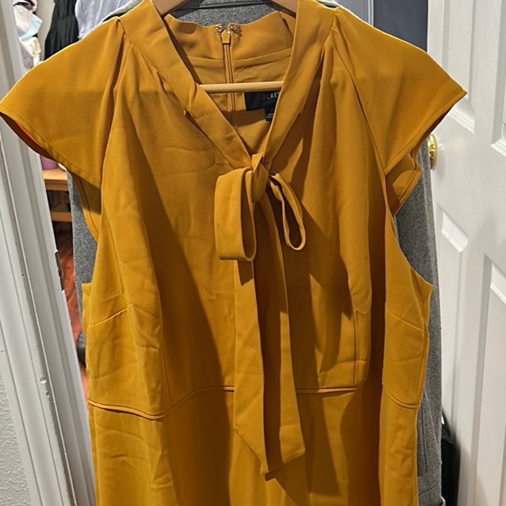 J. Crew Gold Tie Front Midi Dress for Work